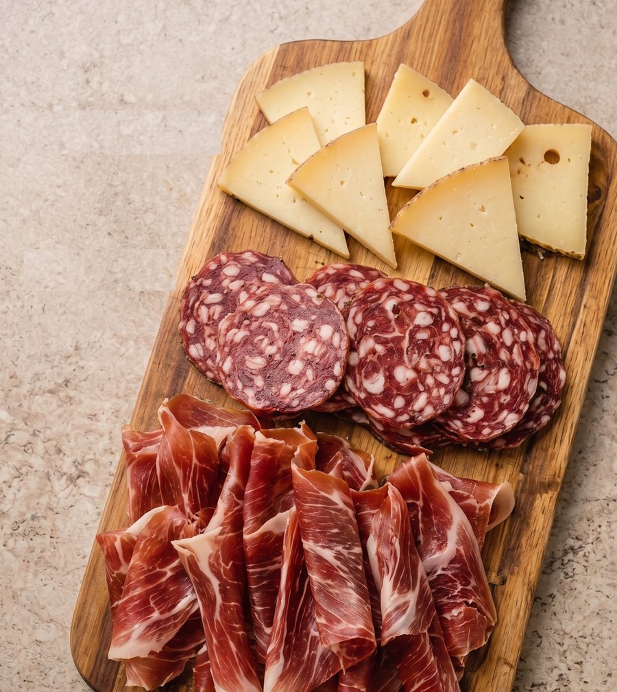 Tabla de Ibéricos: Jamón, Salchichón y Queso Semicurado